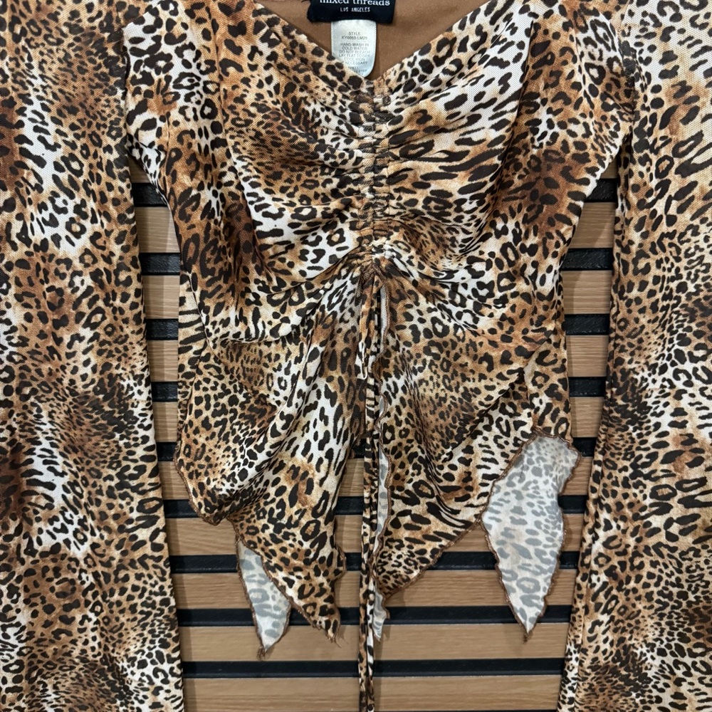 Mixed Threads Leopard Print Off-Shoulder Top - image 2